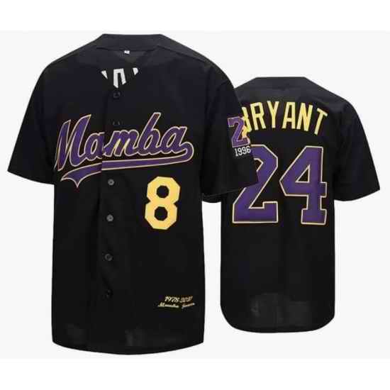 Youth Mamba #8 24 Kobe Bryant Black Base Ball Jersey-0
