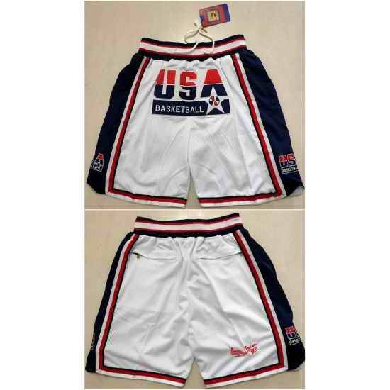 Men Team USA White Shorts-0