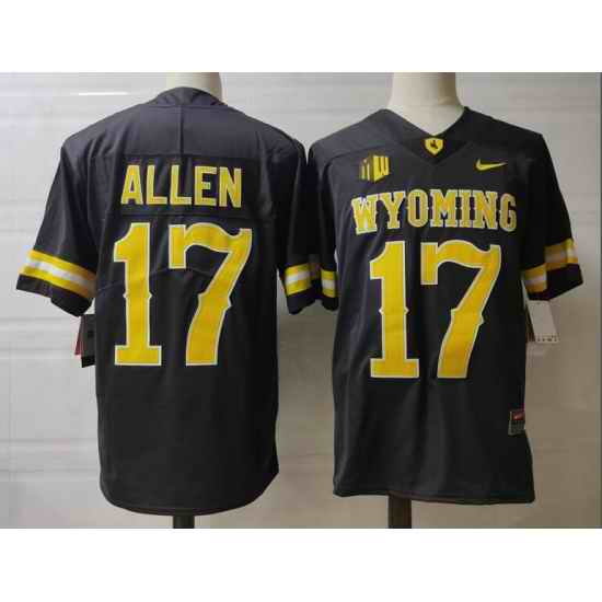 Men NCAA Wyoming #17 Josh Allen Black Jersey-0
