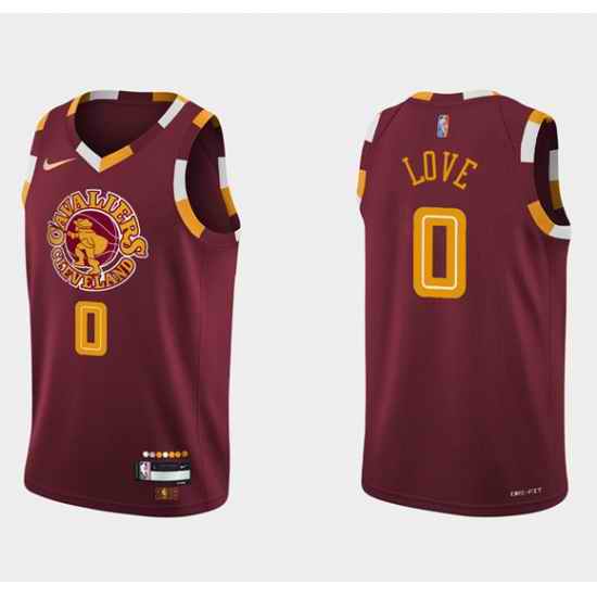 Men Cleveland Cavaliers #0 Kevin Love Wine Red 2021 2022 75th Anniversary City Edition Swingman Stitched Jersey