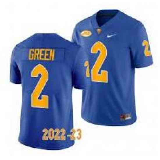 Pittsburgh Panthers #2 GREEN Blue Jersey-0