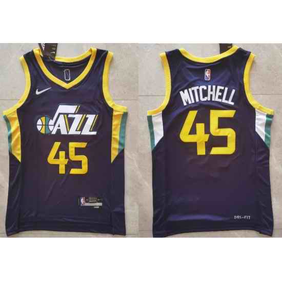 Men Utah Jazz Donovan Mitchell  #45 2021 2022 75th Anniversary City Edition Stitched Jersey-0