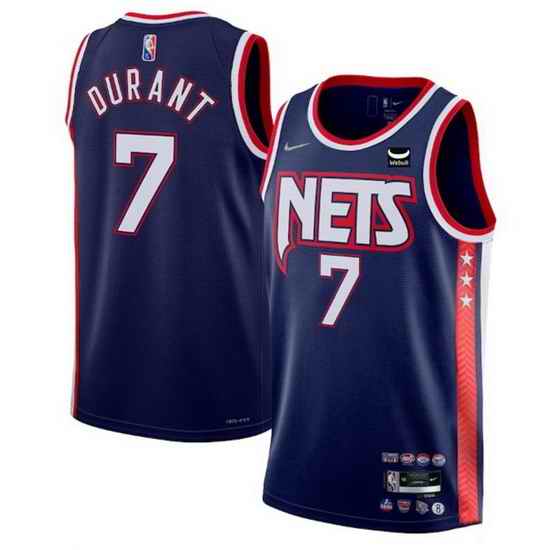 Men's Brooklyn Nets #7 Kevin Durant 2021 #22 Swingman Navy City Edition 75th Anniversary Stitched Basketball Jersey