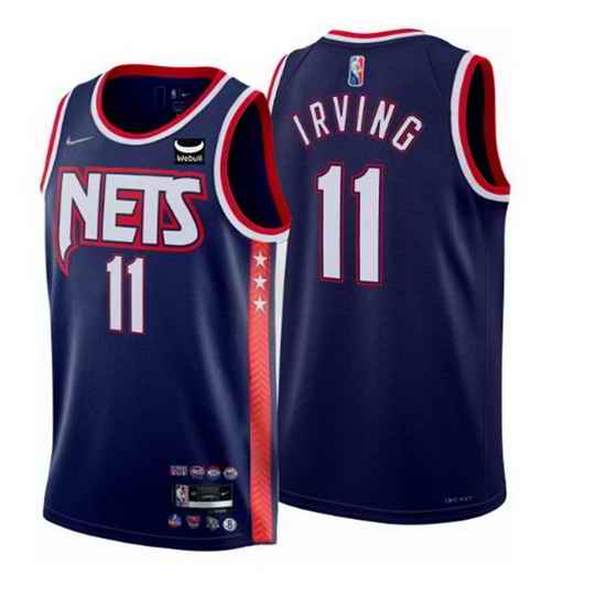 Men's Brooklyn Nets #11 Kyrie Irving 2021 #22 Navy Swingman City Edition 75th Anniversary Stitched Basketball Jersey