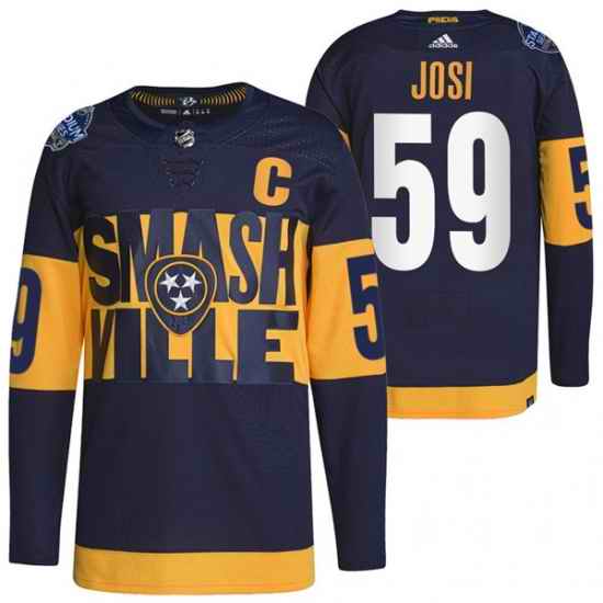 Men Nashville Predators #59 Roman Josi 2022 Navy Stadium Series Breakaway Player Stitched Jersey