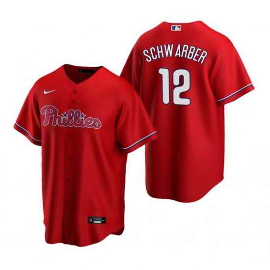 Men Philadelphia Phillies #12 Kyle Schwarber Red Cool Base Stitched Jerse-0