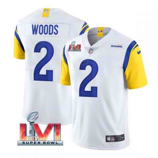 Nike Los Angeles Rams #2 Robert Woods White 2022 Super Bowl LVI Vapor Limited Jersey