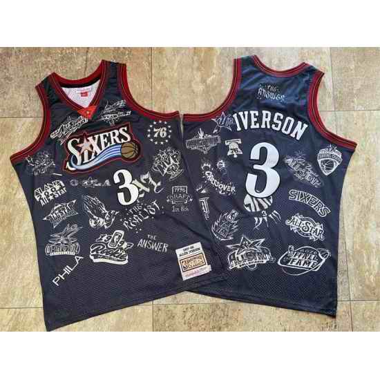 Philadelphia 76ers #3 Allen Iverson Black 1997 98 Hardwood Classics Jersey
