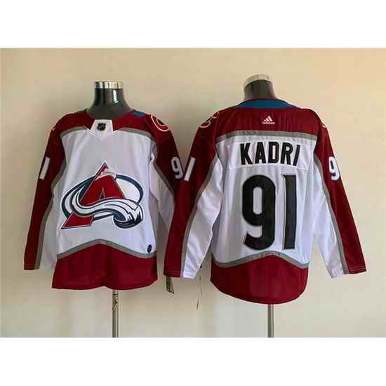 Men Colorado Avalanche #91 Nazem Kadri White Stitched Jersey
