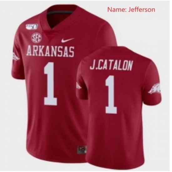 Arkansas Razorbacks #1 Jefferson red jersey-0
