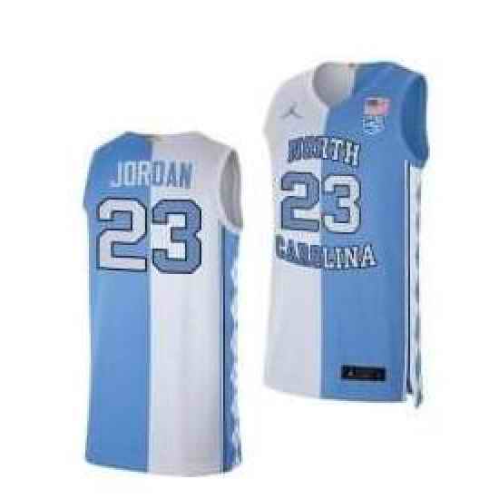 Men North Carolina Tar Heels Michael Jordan 2021 Blue White Split Edition Special Jersey-0