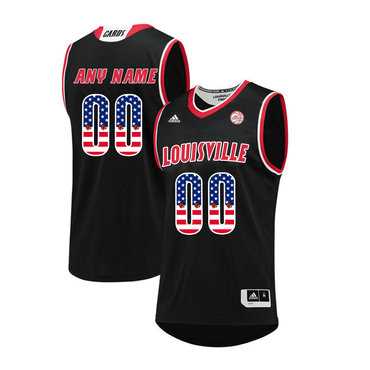 Men%27s Louisville Cardinals Customized Black USA Flag College Basketball Jersey