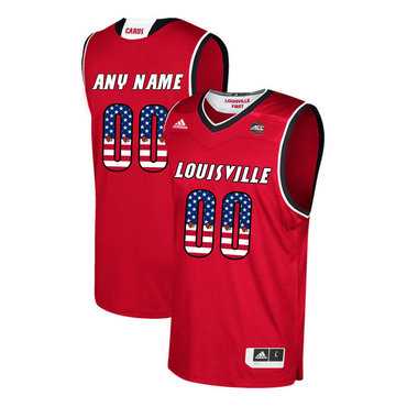 Men%27s Louisville Cardinals Customized Red USA Flag College Basketball Jersey