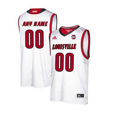 Men%27s Louisville Cardinals Customized White College Basketball Jersey