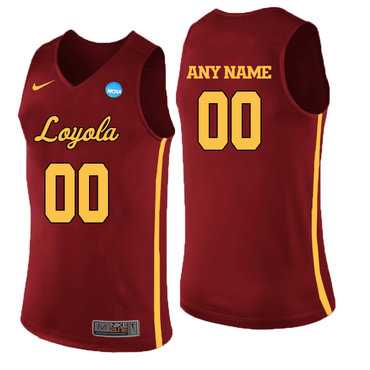 Men%27s Loyola (Chi) Ramblers Red Customized College Basketball Jersey