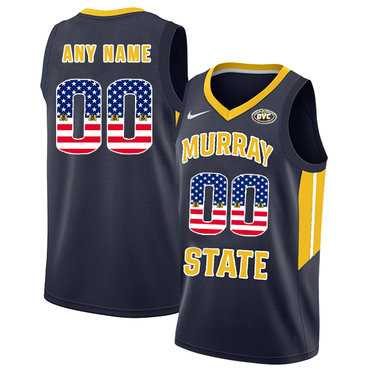 Men%27s Murray State Racers Customized Navy USA Flag College Basketball Jersey