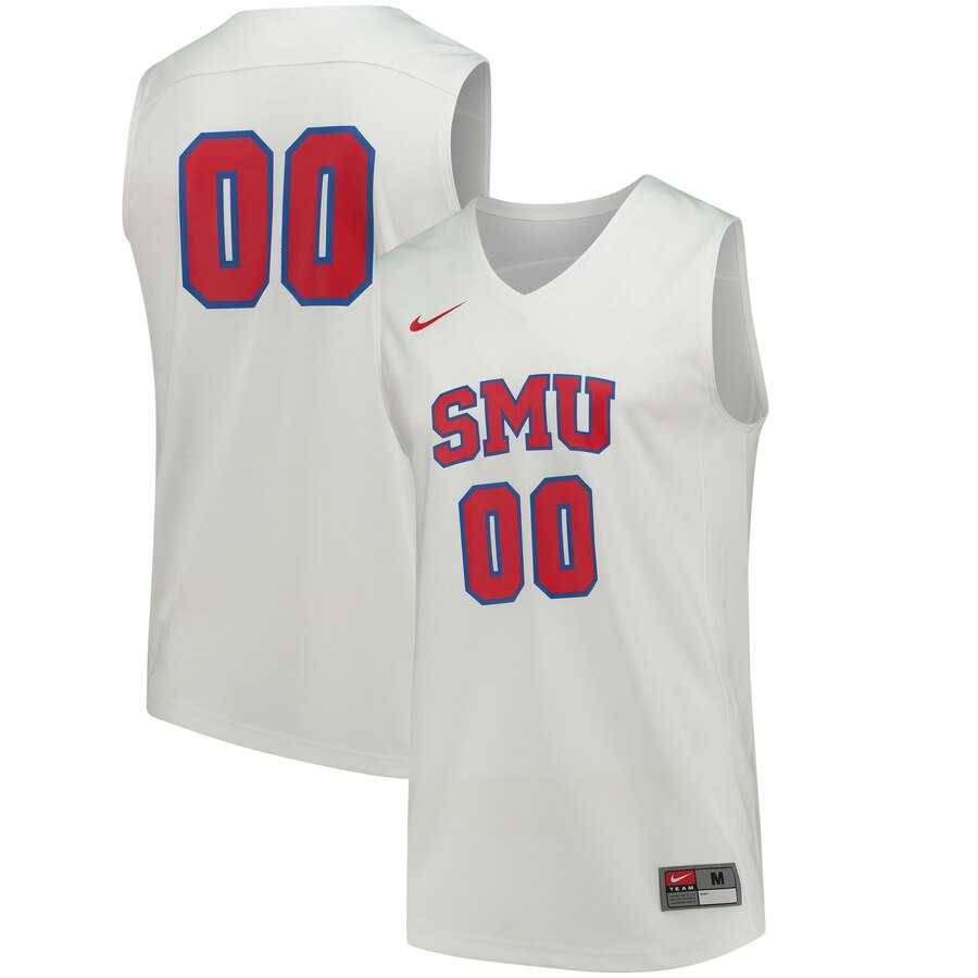 Men%27s Nike Custom SMU Mustangs White Performance Basketball Jersey