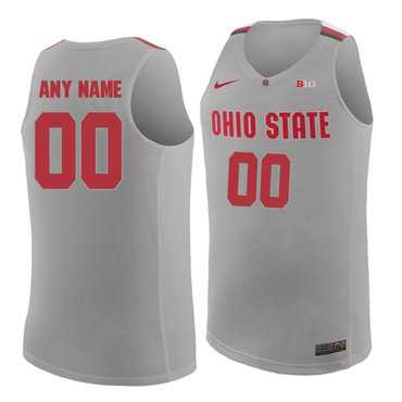 Men%27s Ohio State Buckeyes Gray Customized College Basketball Jersey