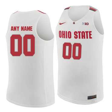 Men%27s Ohio State Buckeyes White Customized College Basketball Jersey