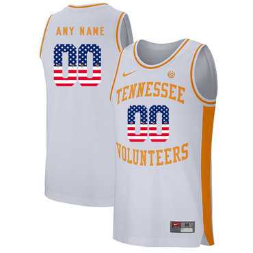 Men%27s Tennessee Volunteers Customized White USA Flag College Basketball Jersey