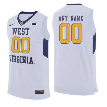 Men%27s West Virginia Mountaineers White Customized College Basketball Jersey