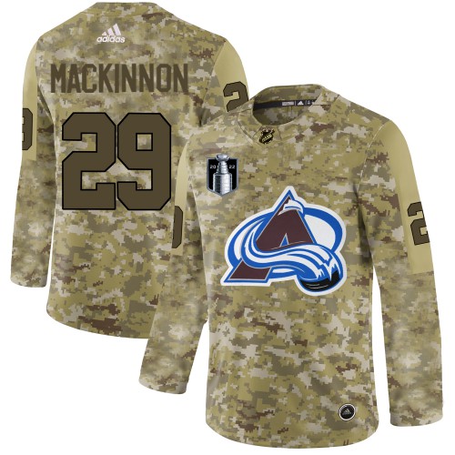 Adidas Colorado Avalanche #29 Nathan MacKinnon Camo 2022 Stanley Cup Final Patch Authentic Stitched NHL Jersey Men’s