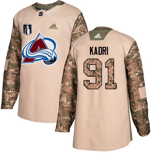 Adidas Colorado Avalanche #91 Nazem Kadri Camo 2022 Stanley Cup Final Patch Authentic Veterans Day Stitched NHL Jersey Men’s