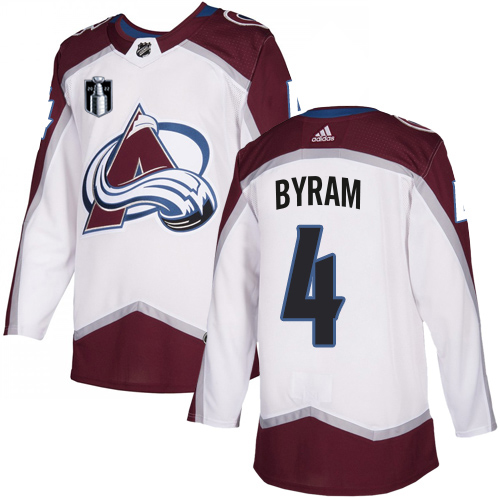 Adidas Colorado Avalanche #4 Bowen Byram White 2022 Stanley Cup Final Patch Road Authentic Stitched NHL Jersey Men’s