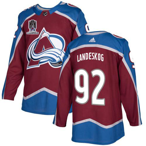 Adidas Colorado Avalanche #92 Gabriel Landeskog Burgundy 2022 Stanley Cup Champions Burgundy Home Authentic Stitched NHL Jersey Men’s