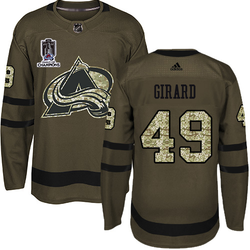 Adidas Colorado Avalanche #49 Samuel Girard Green 2022 Stanley Cup Champions Salute To Service Stitched NHL Jersey Men’s