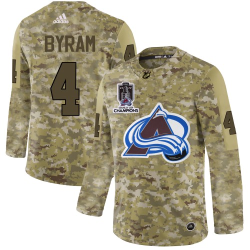 Adidas Colorado Avalanche #4 Bowen Byram Camo 2022 Stanley Cup Champions Authentic Stitched NHL Jersey Men’s