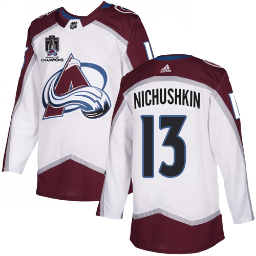 Adidas Colorado Avalanche #13 Valeri Nichushkin White 2022 Stanley Cup Champions Road Authentic Stitched NHL Jersey Men’s