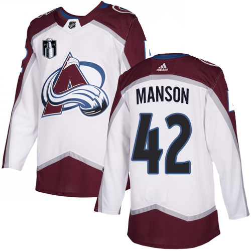 Adidas Colorado Avalanche #42 Josh Manson White 2022 Stanley Cup Final Patch Road Authentic Stitched NHL Jersey Men’s