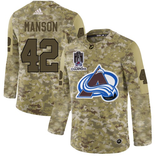 Adidas Colorado Avalanche #42 Josh Manson Camo 2022 Stanley Cup Champions Authentic Stitched NHL Jersey Men’s