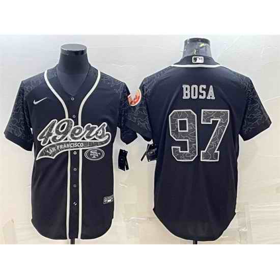 Men San Francisco 49ers #97 Nick Bosa Black Reflective With Patch Cool Base Stitched Baseball Jersey