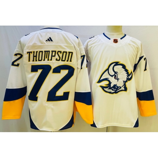 Men Buffalo Sabres 72 Tage Thompson White 2022 #23 Reverse Retro Stitched Jersey