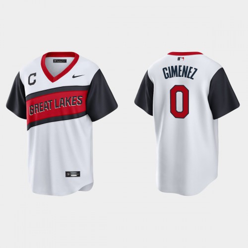 Cleveland Guardians #0 Andres Gimenez Men’s Nike White 2021 Little League Classic Game MLB Jersey Men’s-0
