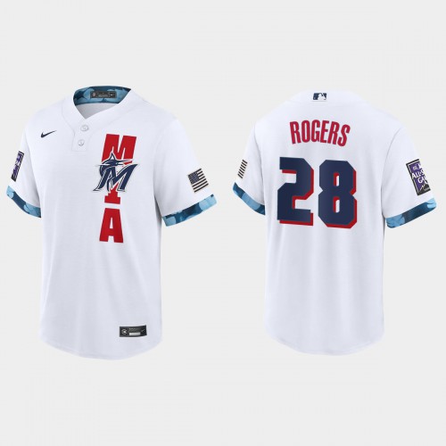 Miami Miami Marlins #28 Trevor Rogers 2021 Mlb All Star Game Fan’s Version White Jersey Men’s-0