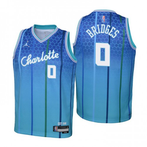 Charlotte Charlotte Hornets #0 Miles Bridges Youth Nike Blue 2021/22 Swingman Jersey – City Edition Youth-0
