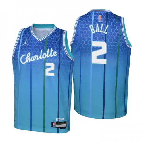 Charlotte Charlotte Hornets #2 Lamelo Ball Youth Nike Blue 2021/22 Swingman Jersey – City Edition Youth-0