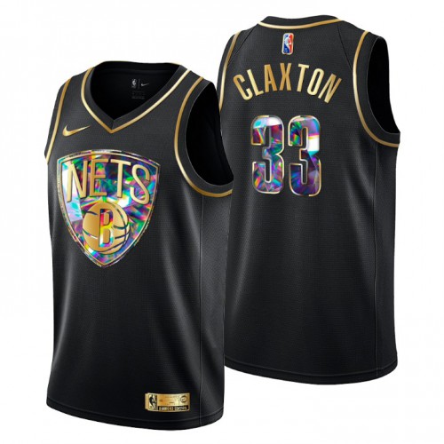 Brooklyn Brooklyn Nets #33 Nicolas Claxton Men’s Golden Edition Diamond Logo 2021/22 Swingman Jersey – Black Men’s