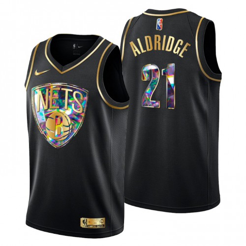 Brooklyn Brooklyn Nets #21 Lamarcus Aldridge Men’s Golden Edition Diamond Logo 2021/22 Swingman Jersey – Black Men’s