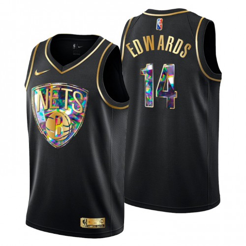Brooklyn Brooklyn Nets #14 Kessler Edwards Men’s Golden Edition Diamond Logo 2021/22 Swingman Jersey – Black Men’s
