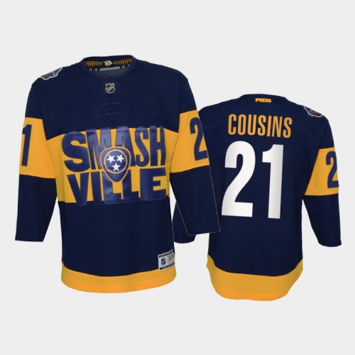 Adidas Nashville Predators #21 Nick Cousins Youth 2022 Stadium Series Game NHL Jersey – Navy Youth-0