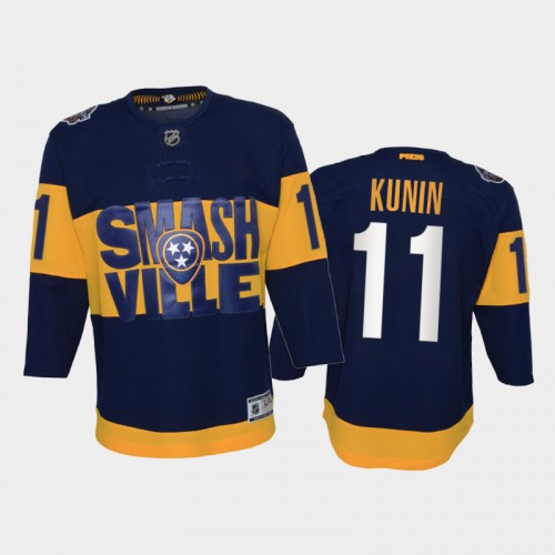 Adidas Nashville Predators #11 Luke Kunin Youth 2022 Stadium Series Game NHL Jersey – Navy Youth-0