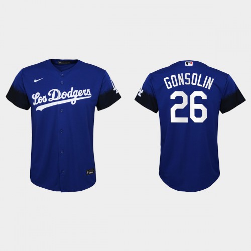 Los Angeles Los Angeles Dodgers #26 Tony Gonsolin Nike Youth 2021 City Connect MLB Jersey Royal Youth