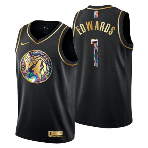 Minnesota Minnesota Timberwolves #1 Anthony Edwards Men’s Golden Edition Diamond Logo 2021/22 Swingman Jersey – Black Men’s
