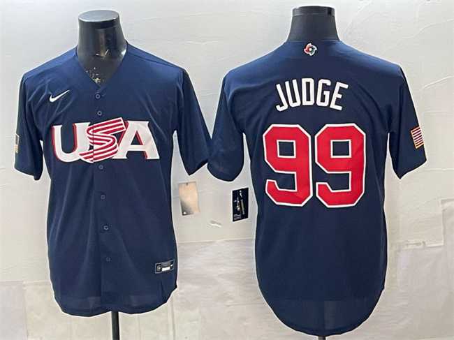 Men%27s USA #99 Aaron Judge 2023 Navy World Baseball Classic Stitched Jersey