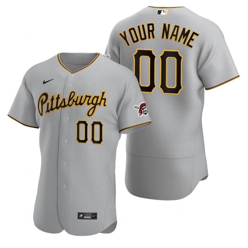 Men%27s Pittsburgh Pirates Custom Nike Gray Stitched MLB Flex Base 2020 Road Jersey