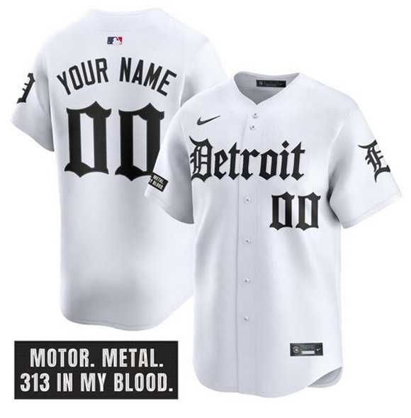 Men%27s Detroit Tigers ACTIVE PLAYER Custom White %27Motor Gothic Edition%27 Vapor Premier Limited Stitched Baseball Jersey